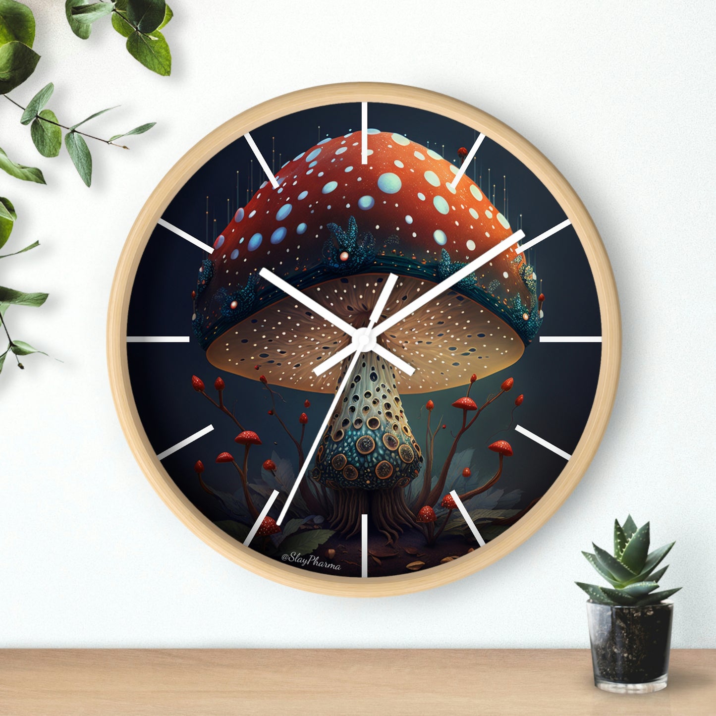 Amanita Dreams Wall Clock w/ lines