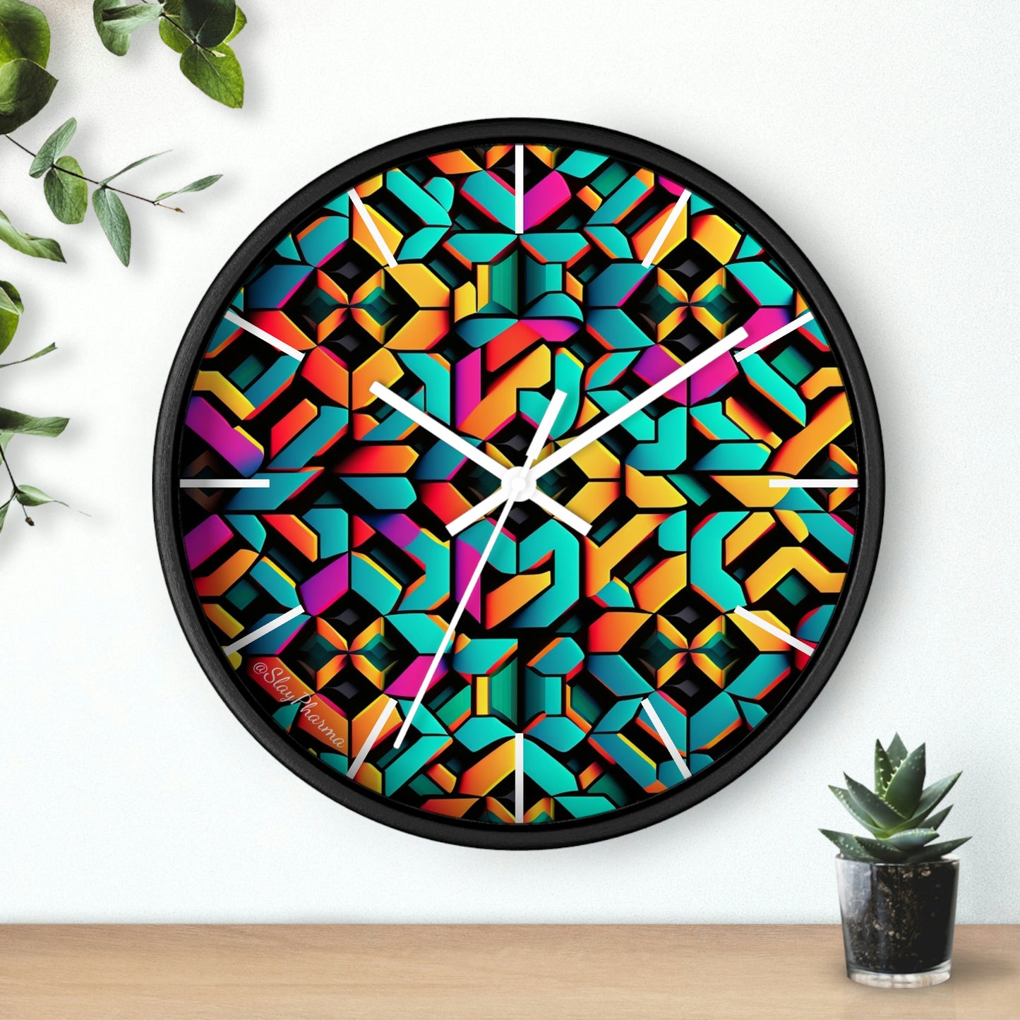 Geometric Wall Clock #2 w/ lines