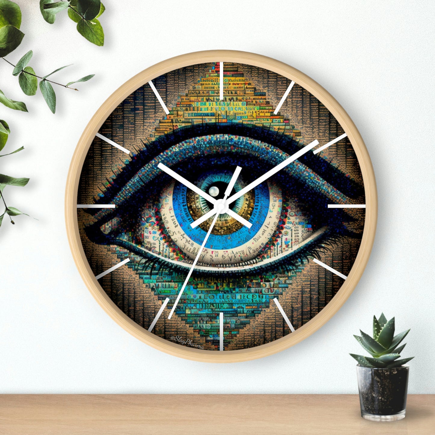 All Seeing Eye Wall Clock #3 w/ lines