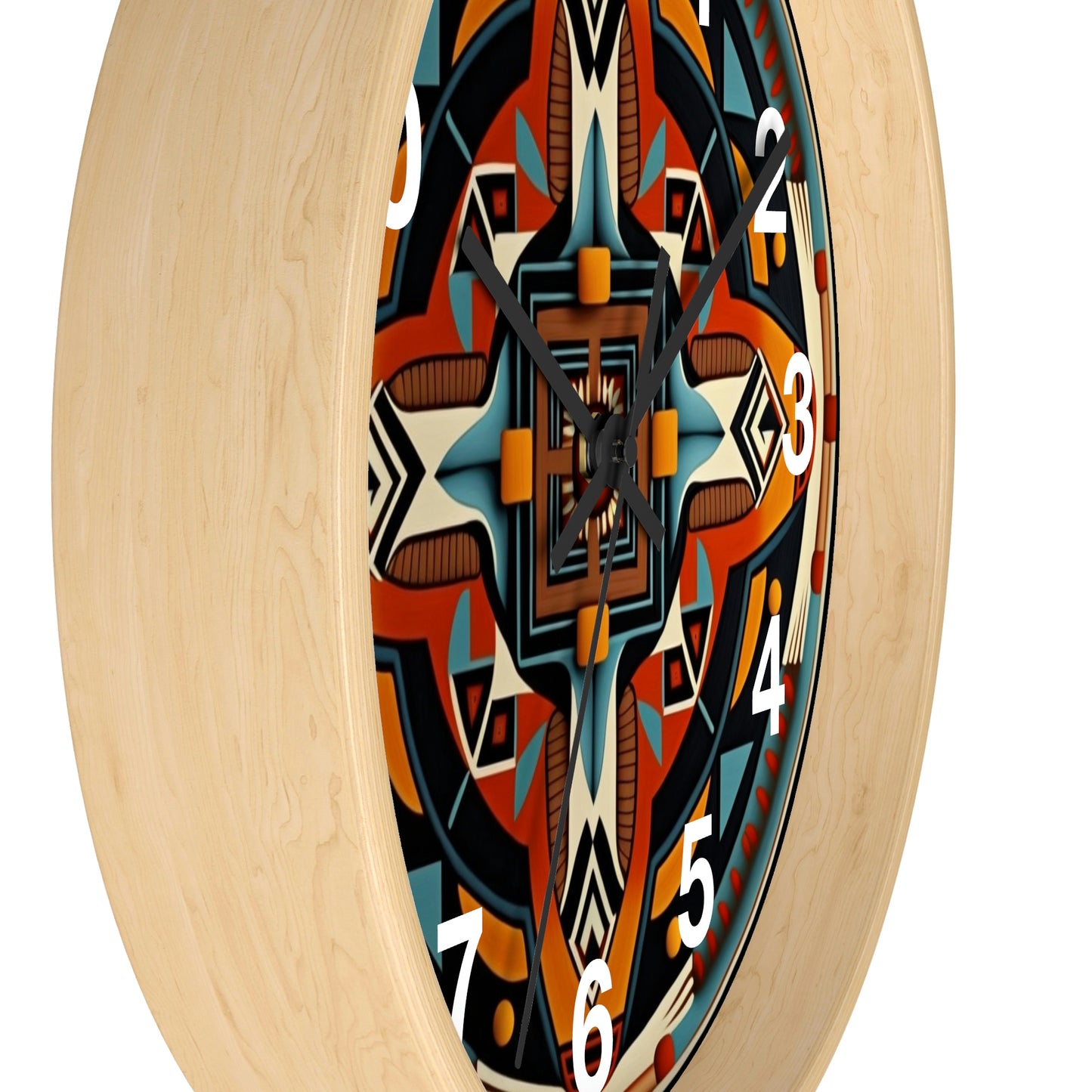 Native American pattern Wall Clock #5 w/ numbers