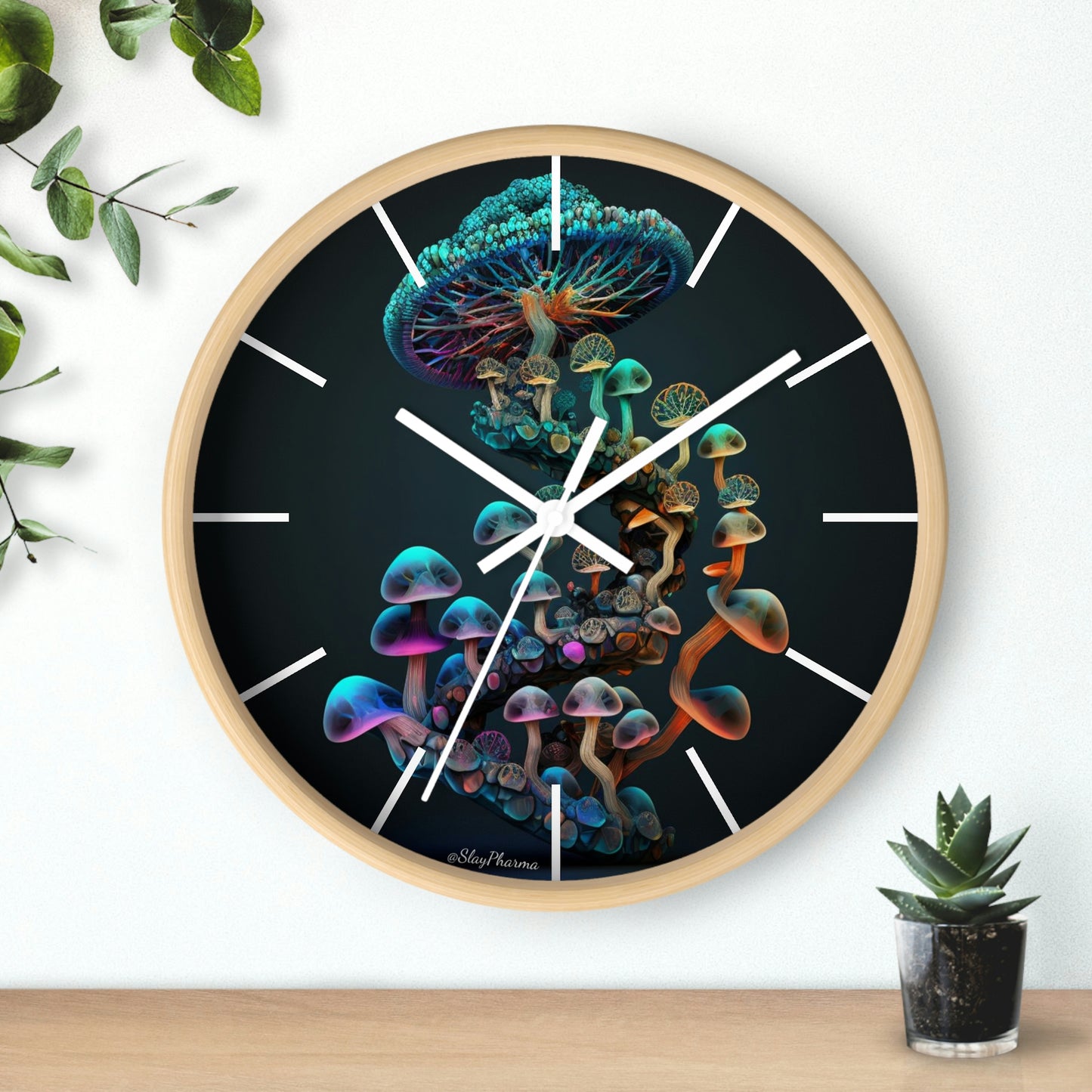 Infinite Mushroom DNA Wall Clock #3 w/ lines