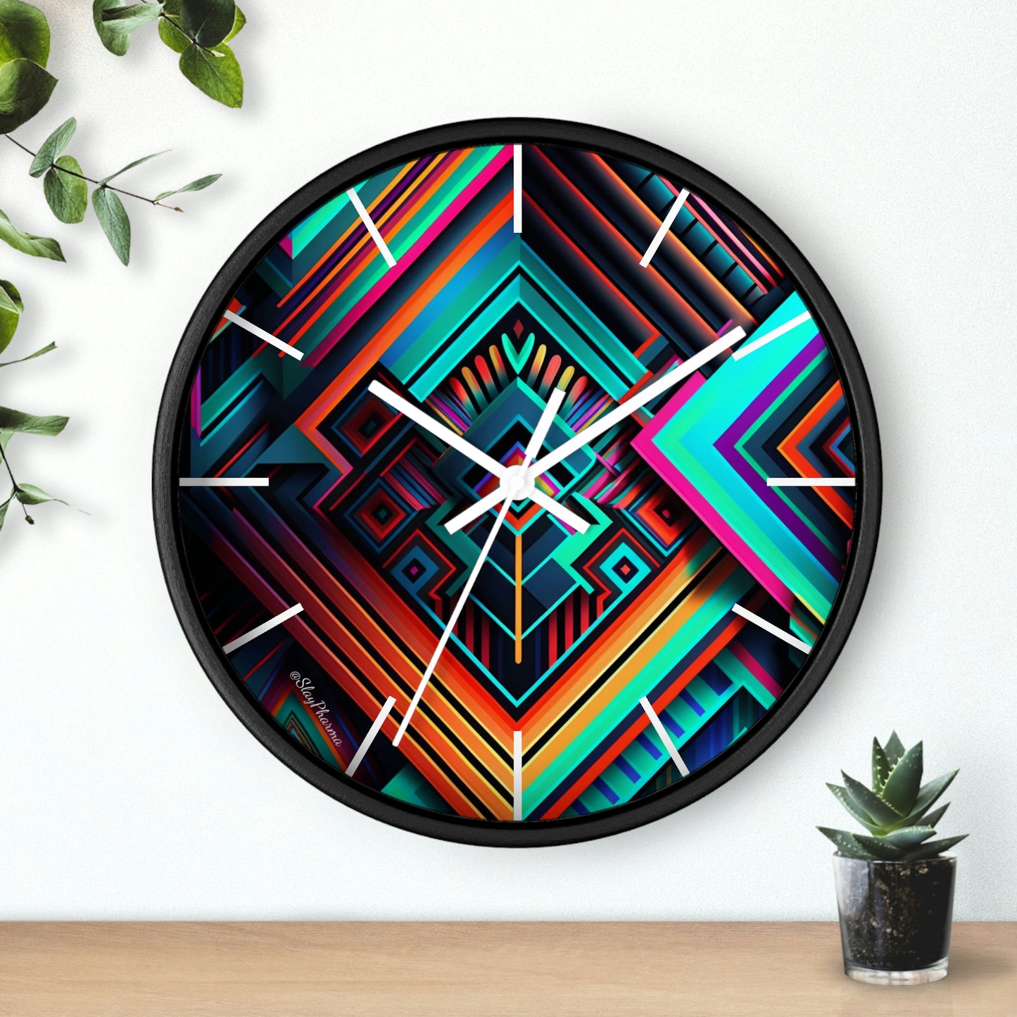 Geometric Wall Clock #1 w/ lines