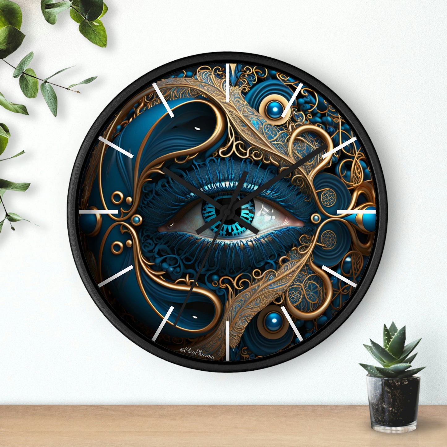 Peacock Dreamer Wall Clock #2 w/ lines