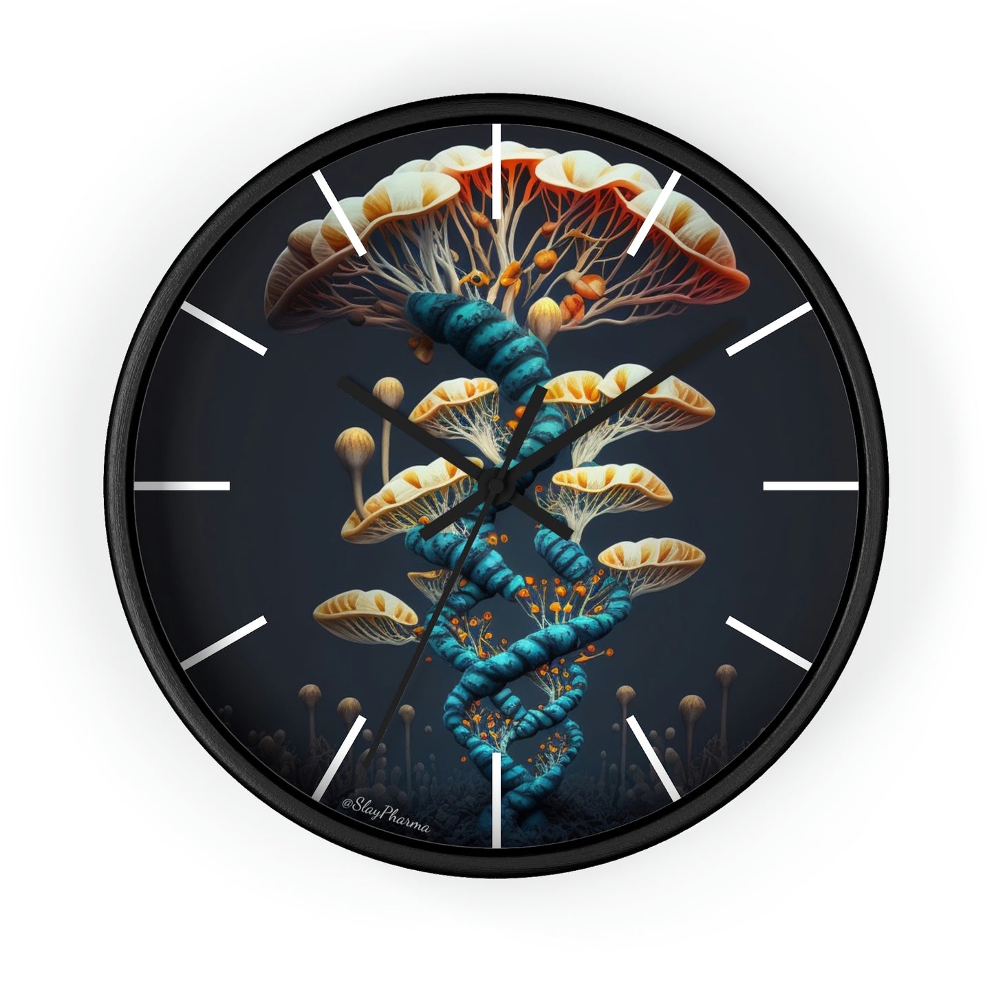 Infinite Mushroom DNA Wall Clock w/ lines