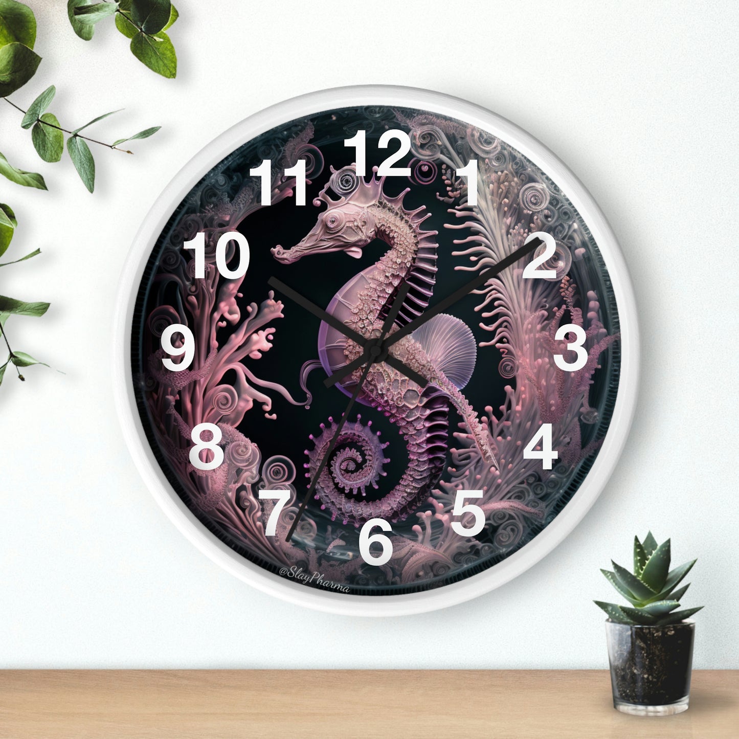 3D Seahorse Wall Clock w/ numbers