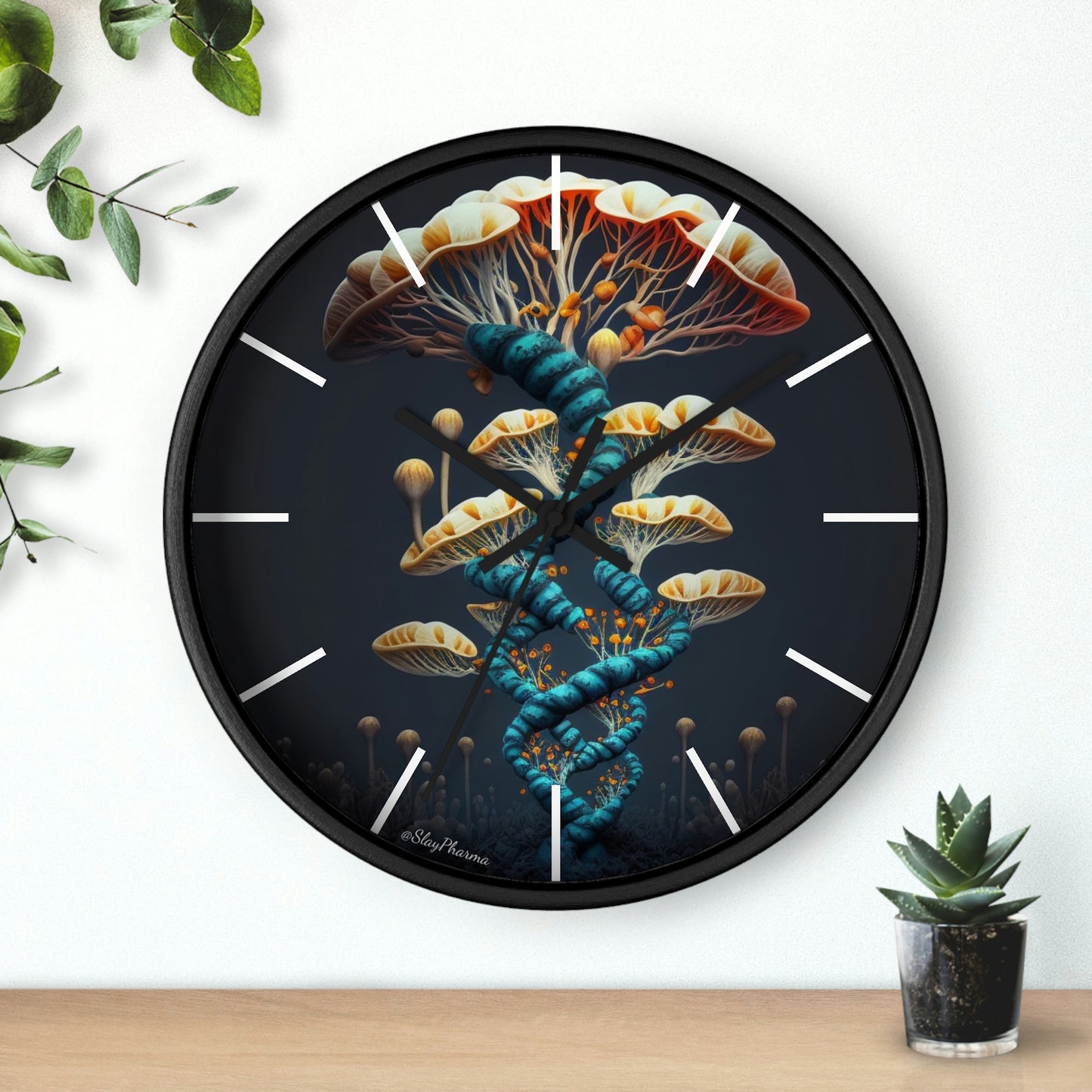 Infinite Mushroom DNA Wall Clock w/ lines