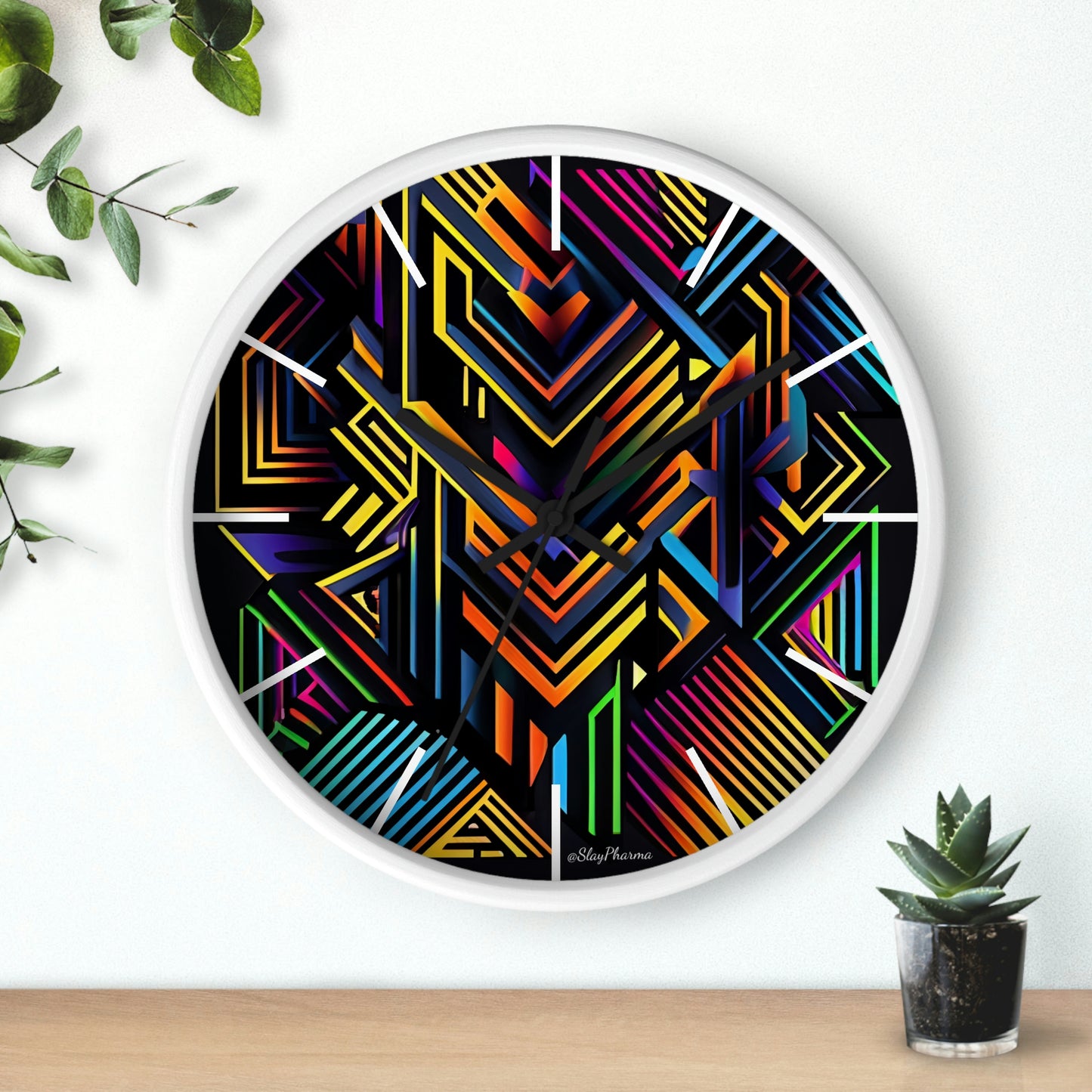 Geometric Wall Clock #3 w/ lines