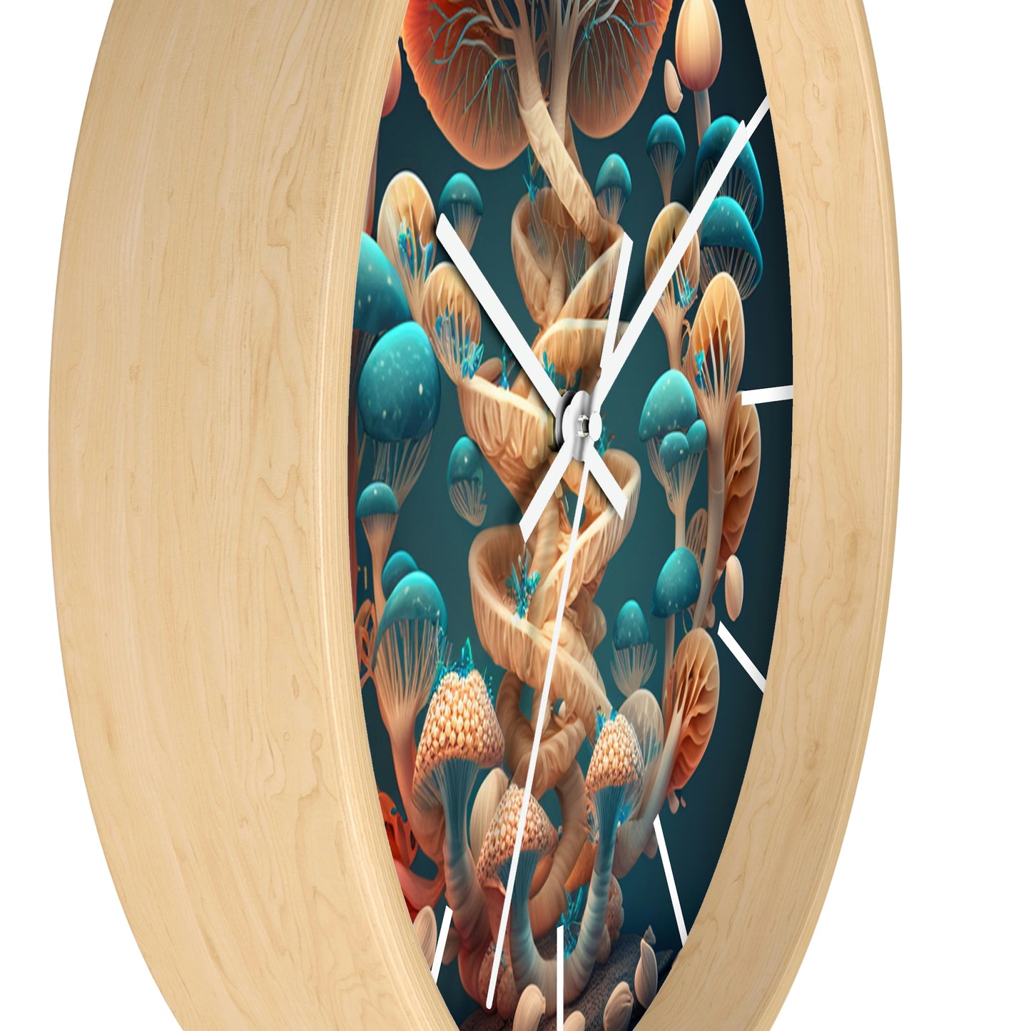 Infinite Mushroom DNA Wall Clock #2 w/ lines