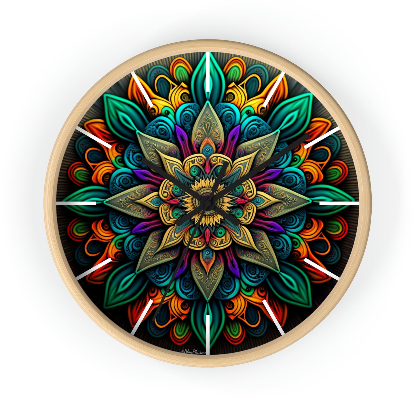 Mandala pattern Wall Clock #2 w/ lines