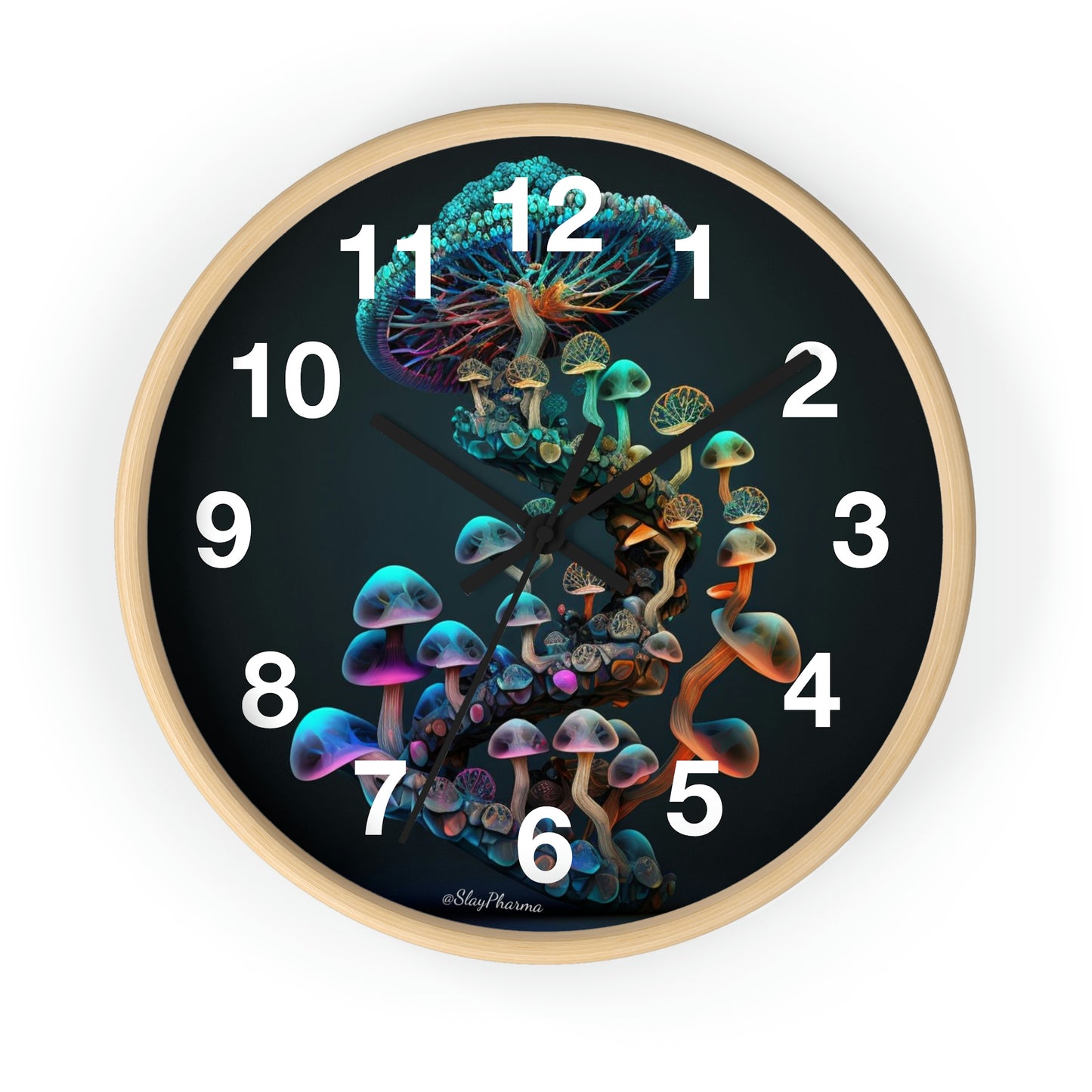 Infinite Mushroom DNA Wall Clock #3 w/ numbers