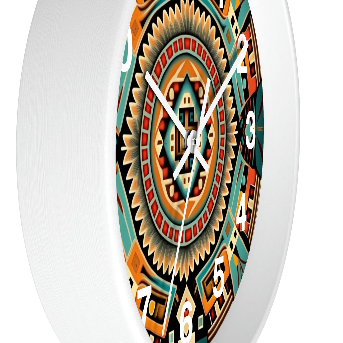 Native American pattern Wall Clock #4 w/ numbers