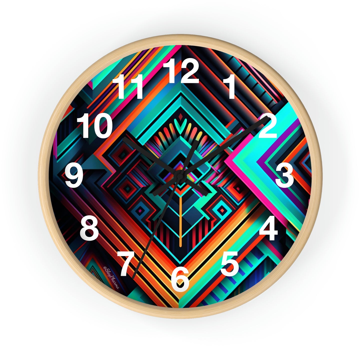 Geometric Wall Clock #1 w/ numbers