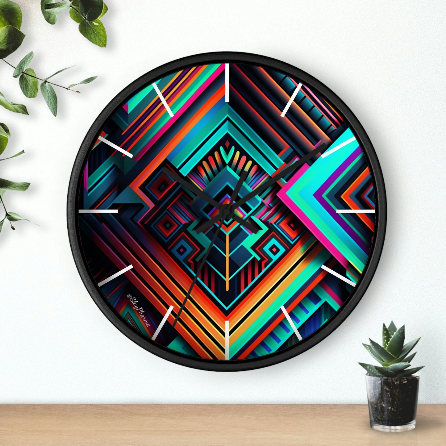 Geometric Wall Clock #1 w/ lines