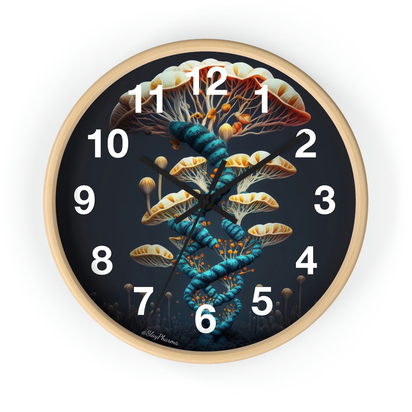 Infinite Mushroom DNA Wall Clock w/ numbers