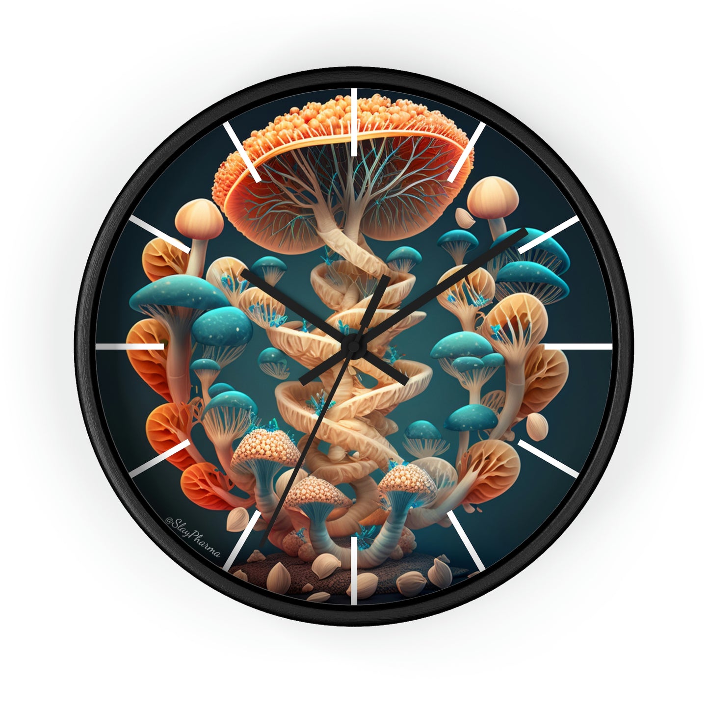 Infinite Mushroom DNA Wall Clock #2 w/ lines