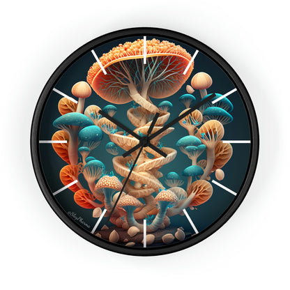 Infinite Mushroom DNA Wall Clock #2 w/ lines