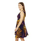 Purple and Gold Nature Pattern Women's Skater Dress