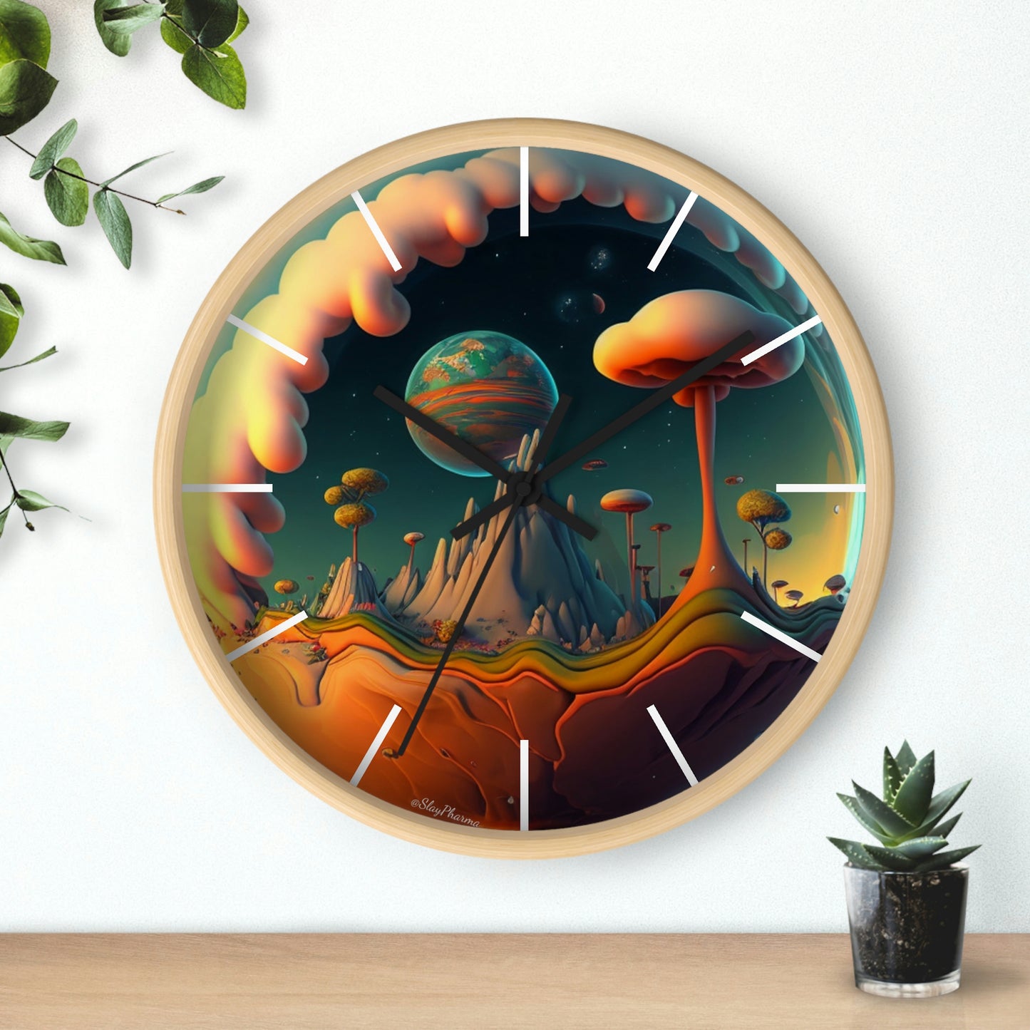 Other Worlds Wall Clock #4 w/ lines