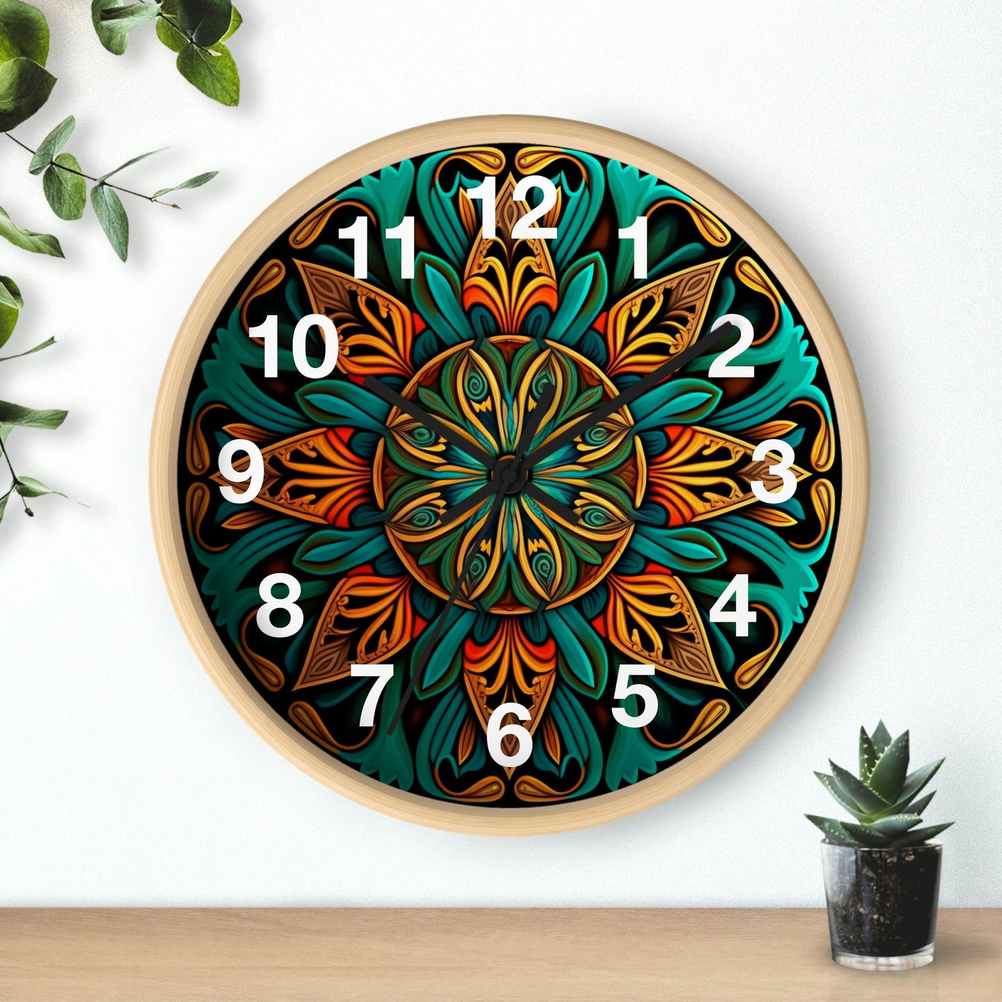 Mandala Wall Clock w/ numbers