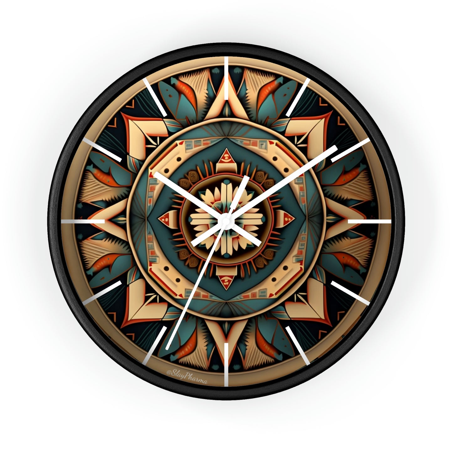 Native American pattern Wall Clock #1w/ lines