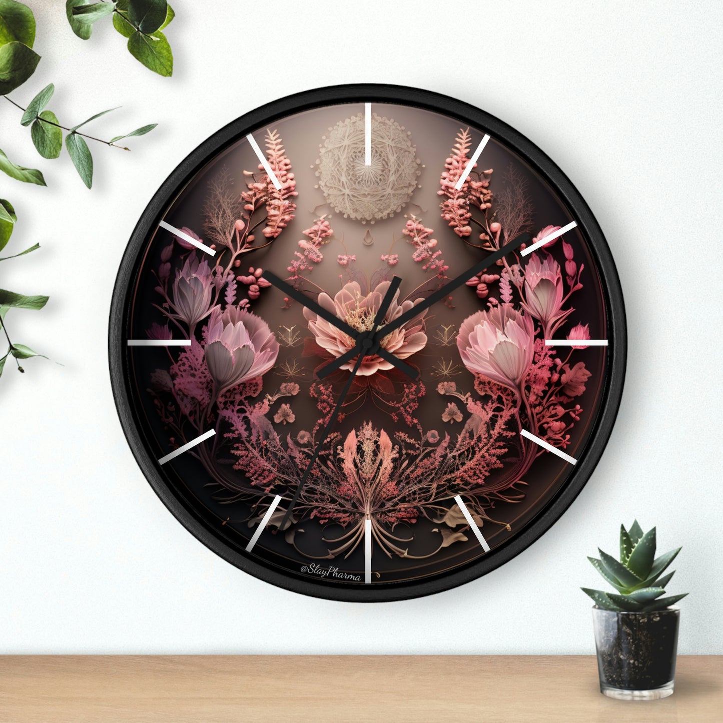 3D Flowers Wall Clock w/ lines