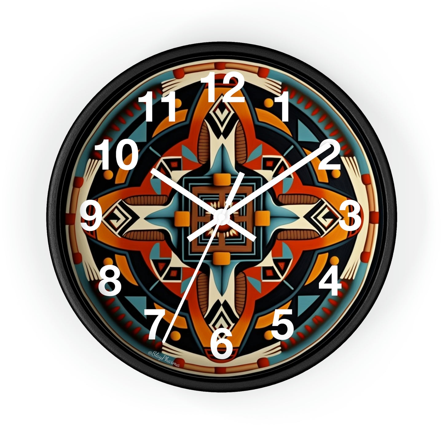 Native American pattern Wall Clock #5 w/ numbers