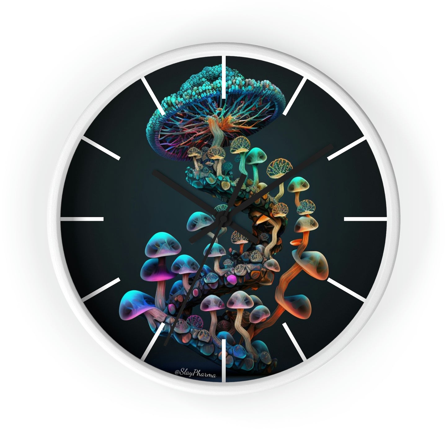 Infinite Mushroom DNA Wall Clock #3 w/ lines