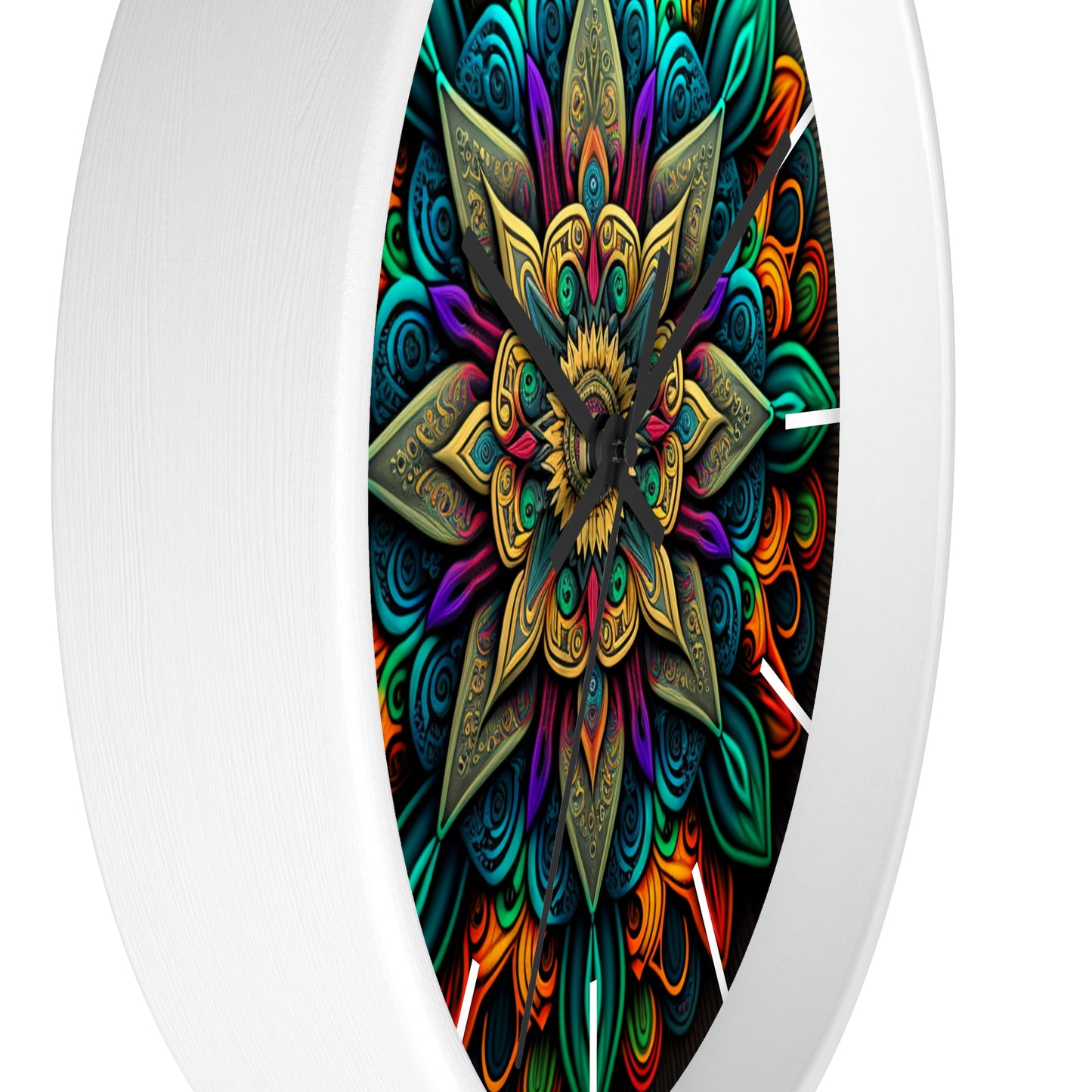 Mandala pattern Wall Clock #2 w/ lines