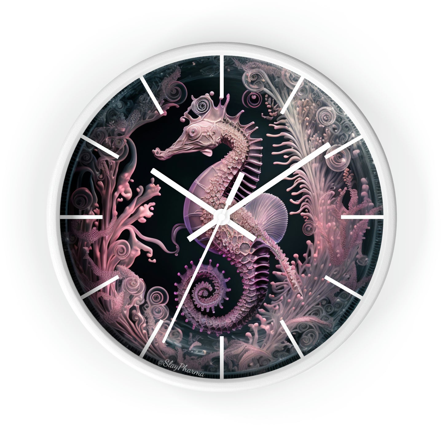 3D Seahorse Wall Clock w/ lines