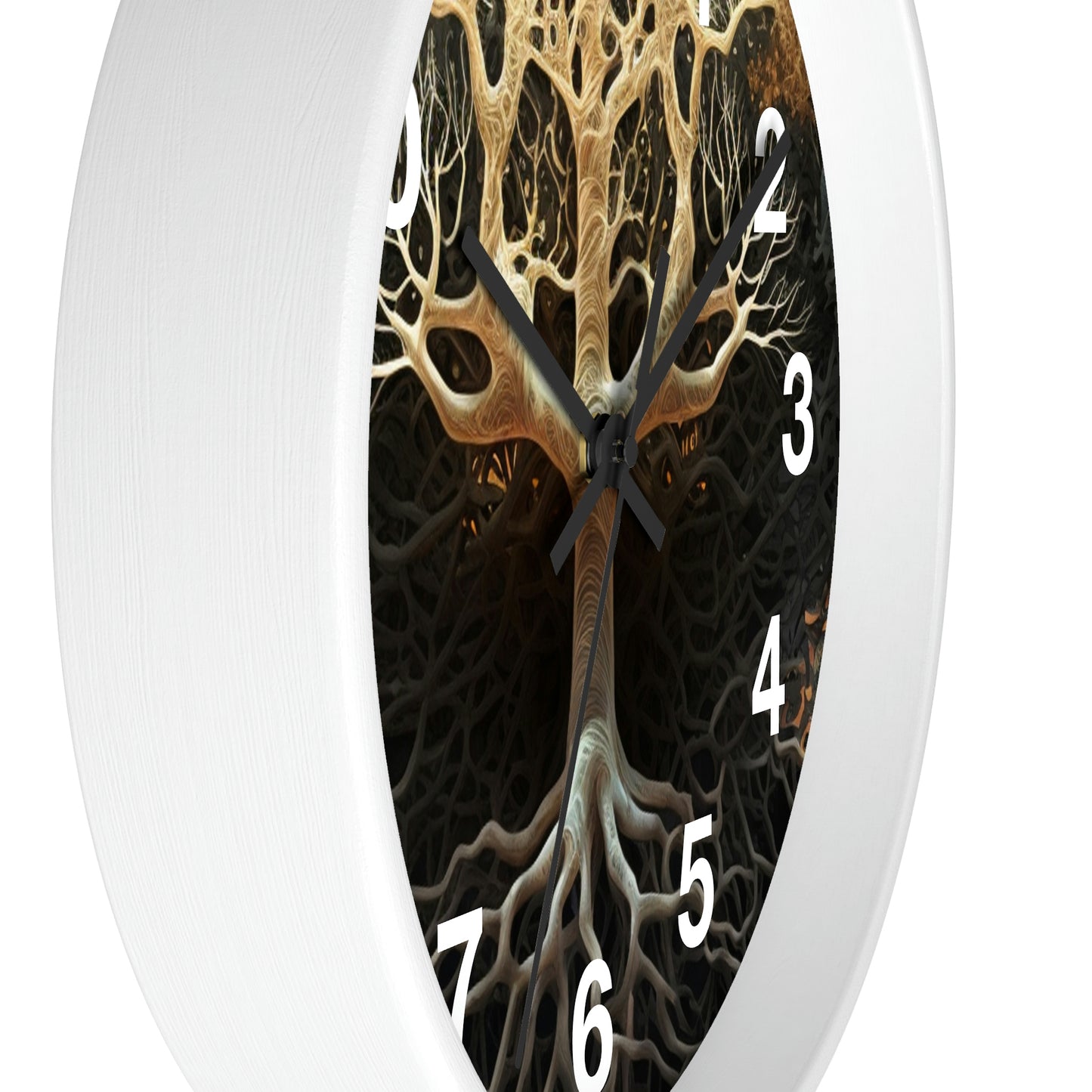 Mycelium Tree Roots Wall Clock w/ numbers