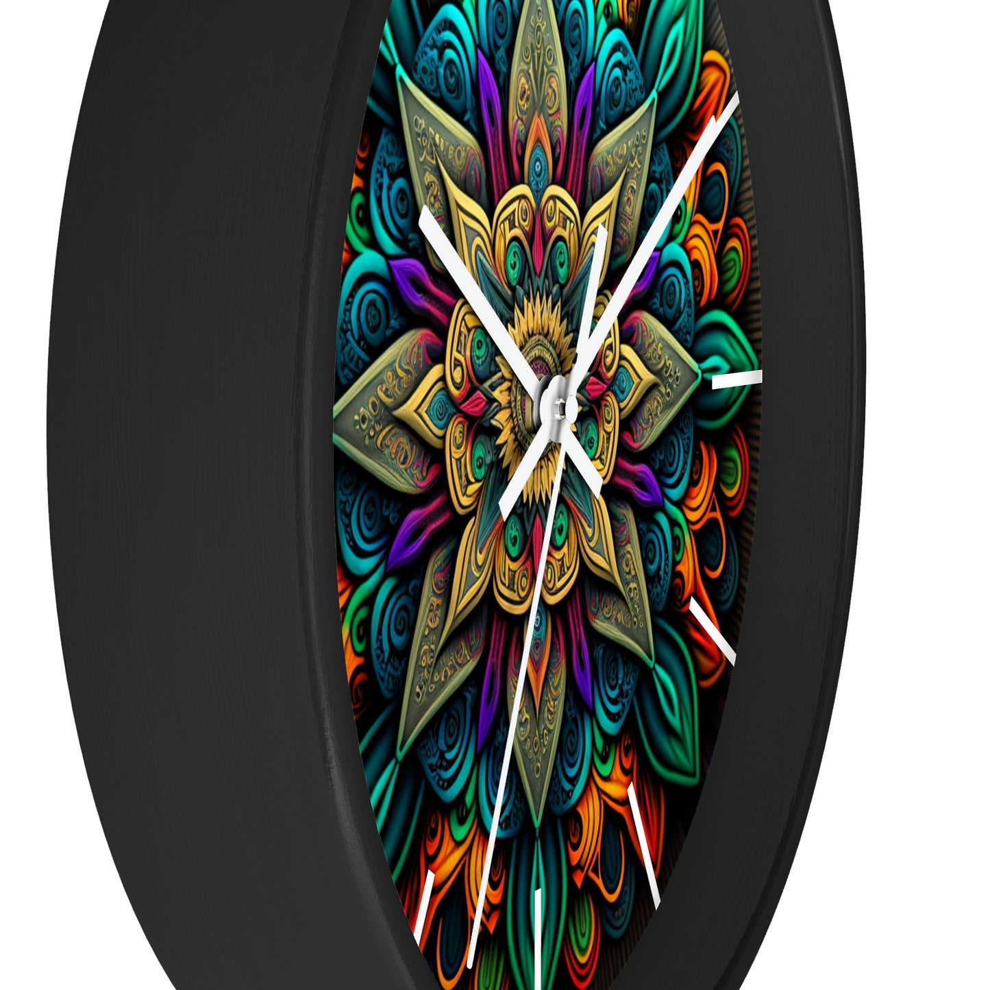 Mandala pattern Wall Clock #2 w/ lines