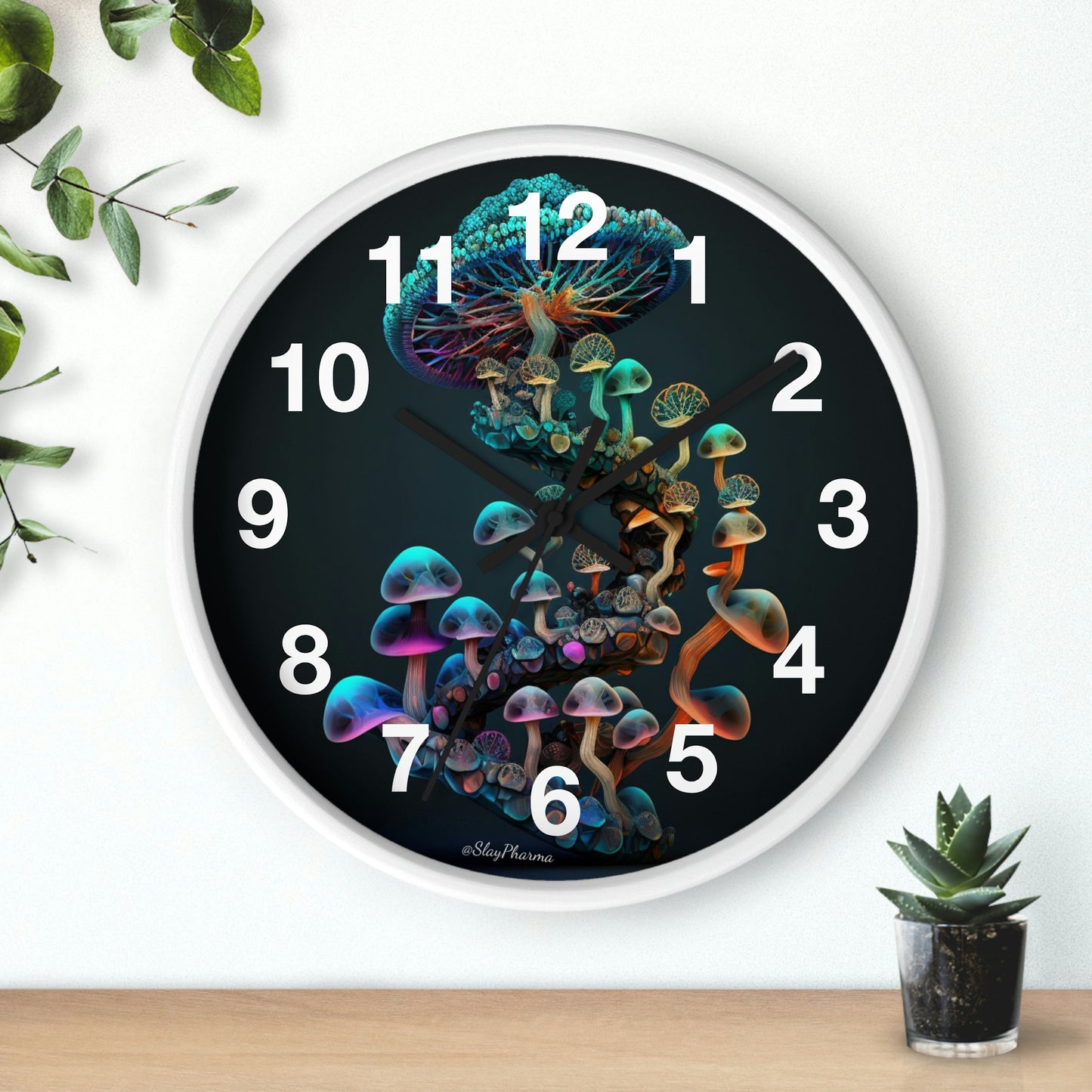 Infinite Mushroom DNA Wall Clock #3 w/ numbers