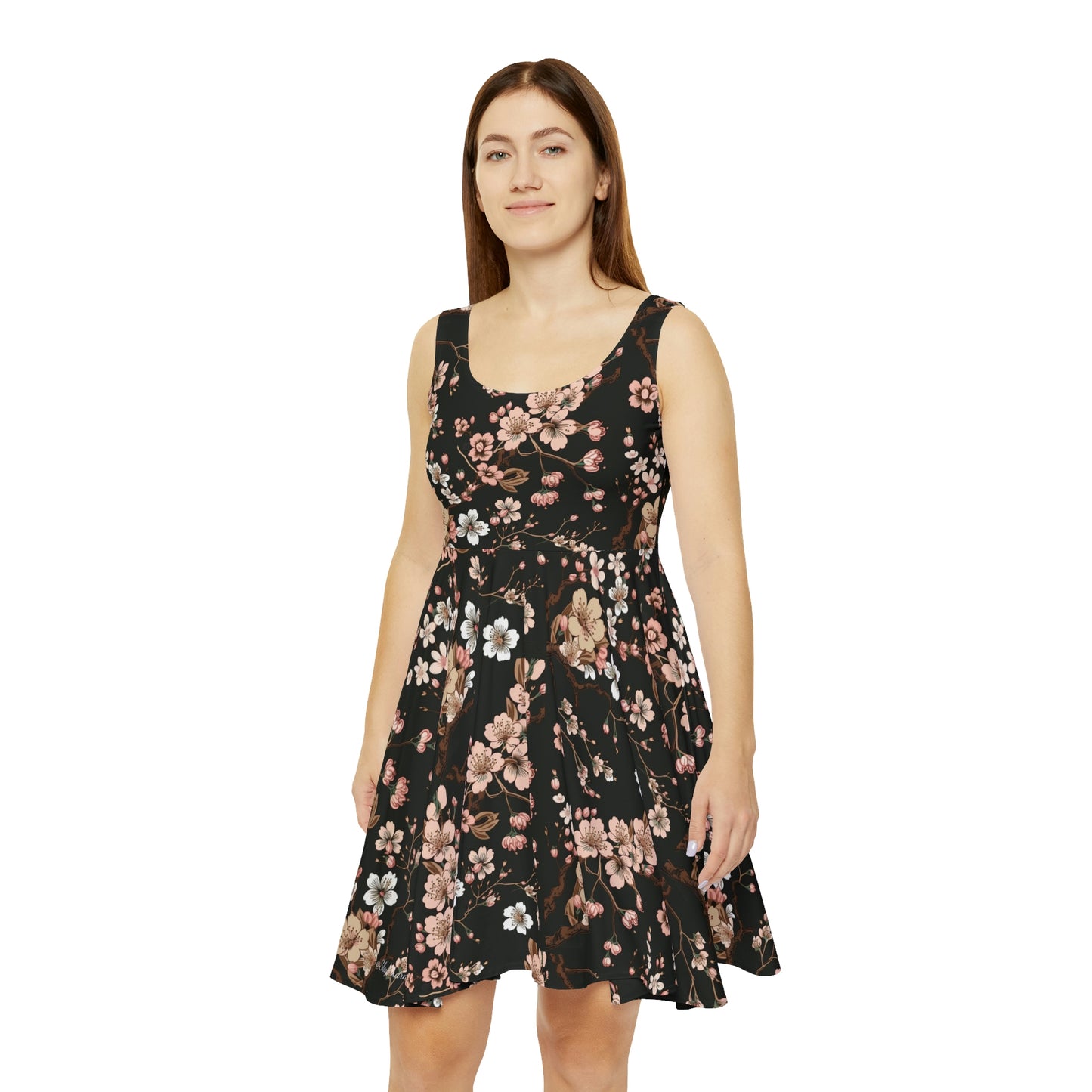 Cherry Blossom Floral Pattern Women's Skater Dress #25
