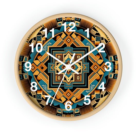 Native American pattern Wall Clock #3 w/ numbers